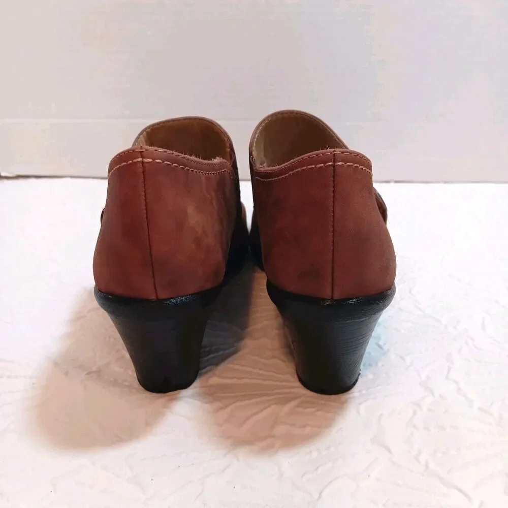 Softspots Brown Leather Mary Jane Block Heels Size 9 Slip On - Picture 4 of 10